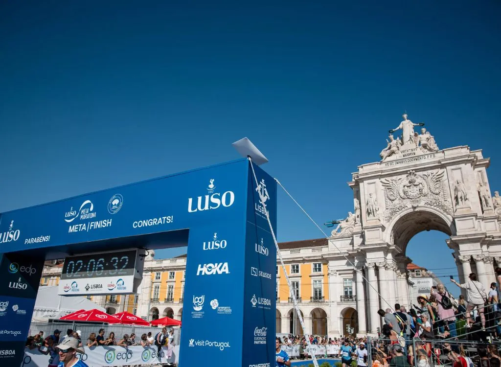 Meta de la Maratón de Lisboa